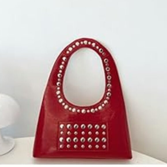 Neiman Marcus 90s Crescent Hobo Shoulder Bag in Red PU Leather - Picture 6 of 6